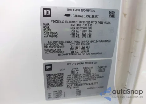 2025 GMC Sierra 1500 4Wd Short Box Pro from USA, damaged, VIN 1GTUUAEDXSZ138277